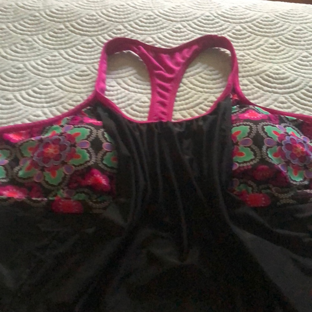 Floral/Black Swim Tankini Top XXL